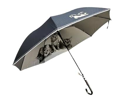 Amazon | 猫 写真プリント傘 長傘 ドット柄 60cm グラス